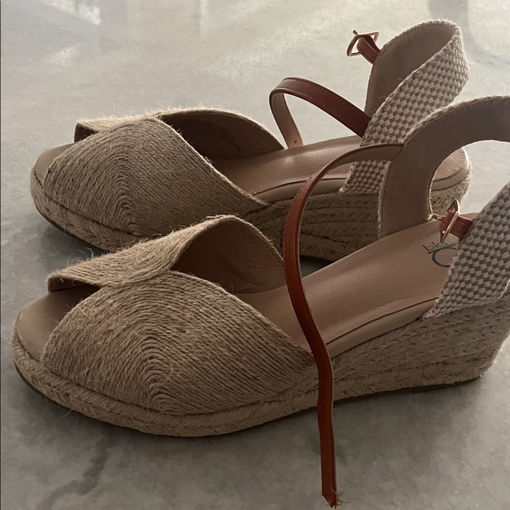 Beige Espadrille Wedge Sandals